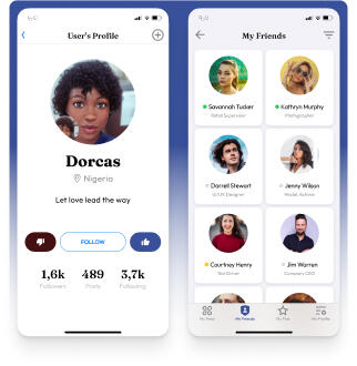 Social media UI for mobile app